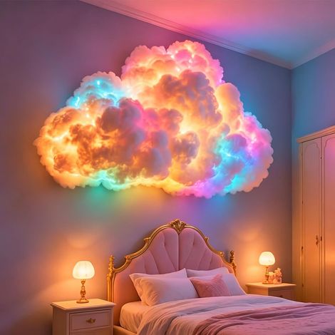 Nuages LED pour L'éclairage de Plafond, Creative Thundercloud Lampe LED, Veilleuse Nuage D'orage Alimentée Par USB, Kit de Décoration 3D Nuages D'orage pour la Maison Chambre à Coucher Salon Fête (1/5)
