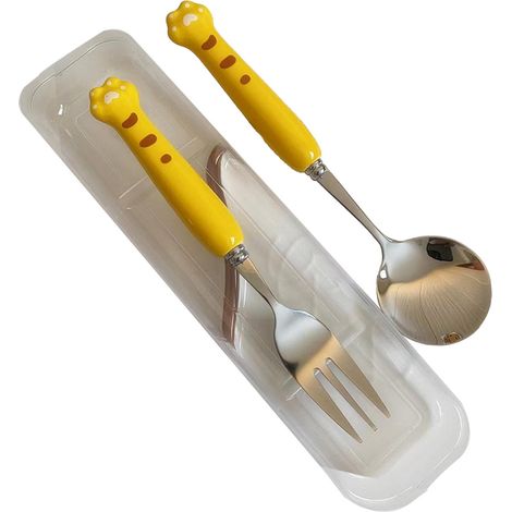 Assiette enfant fourchette cuillère cartoon inoxydable durable, set couverts mignon pour maison maternelle camping (1/5)