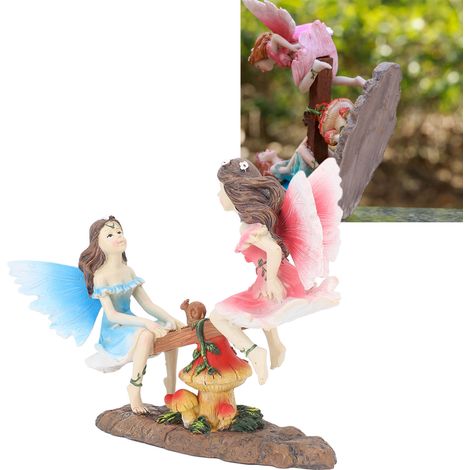 Figura de hada detallada, hecha de resina, ideal para el jardín, el hogar o la oficina adorno de dos piezas, figura auténtica de resina, decoración para la sala de estar, el jardín o la oficina. (1/5)