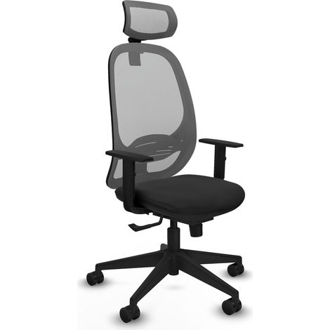 Chaise piqueras y crespo Cilanco cuir synthétique noir maille grise (1/2)