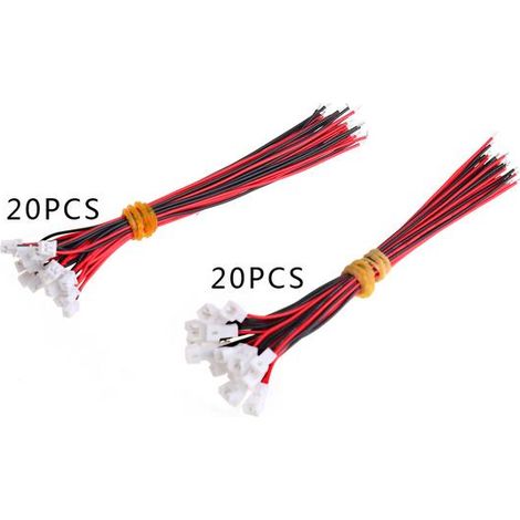 20 paires de connecteurs micro JST PH 1,25 à 2 broches mâle/femelle avec câbles de 100 mm