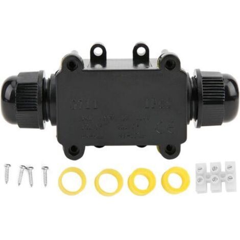 Packung mit 3 IP68-Anschlussdosen, wasserdichter 2-Wege-Schutzstecker für im Freien verlegte Erdkabel, vorgesehen für elektrische Verbindungen.
