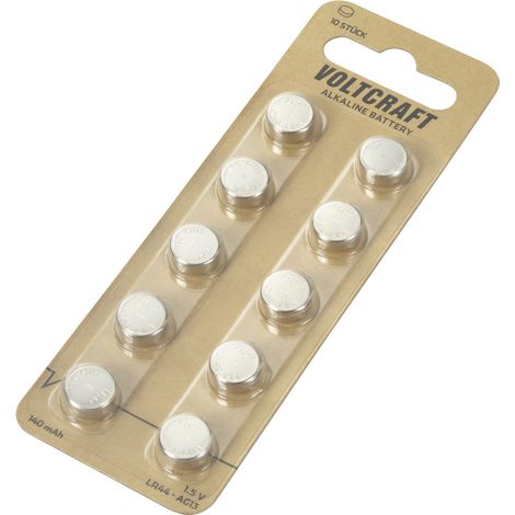 VOLTCRAFT Knopfzelle LR44  10 St. 140 mAh Alkali-Mangan AG13