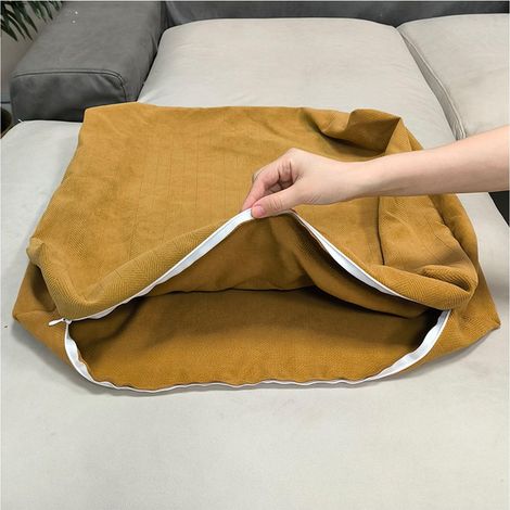 Housse de Coussin Lavable Jaune Gingembre avec Fermeture Éclair 60 × 50 × 10 cm, 2 Pièces pour Canapé Salon Chambre, Garniture Non Incluse