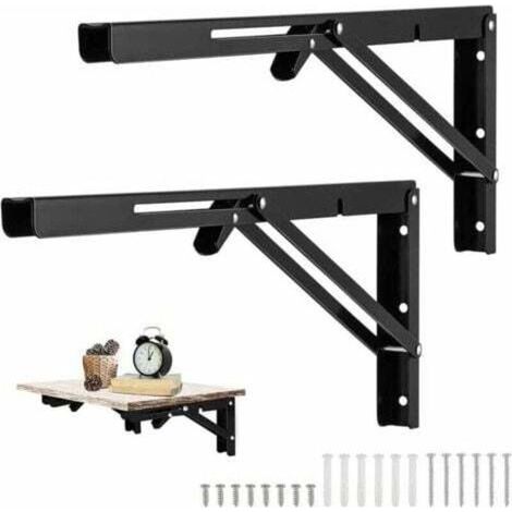 2 Pièces Equerre Rabattable Murale Noir, 500 x170mm Support Console Pliable Equerre, Équerre Pliante Charge Lourde, Supports Équerre Étagère Pliante Pour Garage établi (1/4)