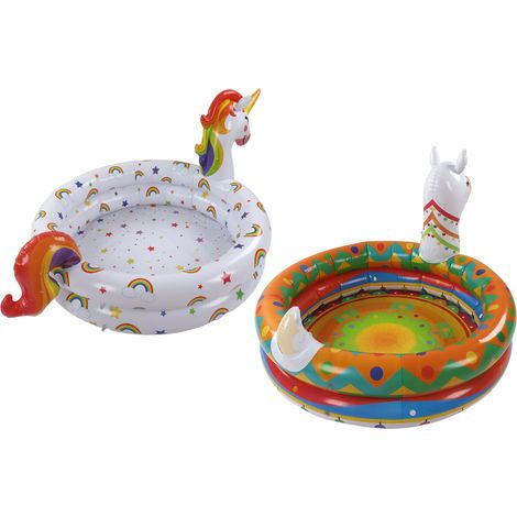 Aufblasbare Kinderplanschbecken, 2er-Pack, aus PVC, faltbar, tragbar, kleine Planschbecken in Form niedlicher Tiere, aufblasbares Kinderplanschbecken für Haus und Garten (1/5)