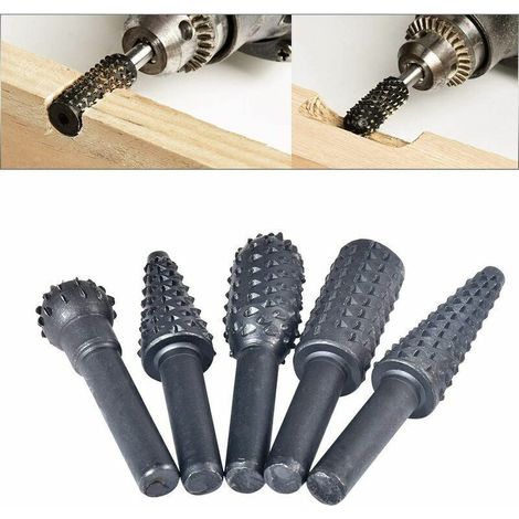 Set di 5 punte per trapano rotativo con gambo da 1/4", 6 mm, scalpello per legno, lama rotante, goffratura, lucidatura, incisione, utensili elettrici