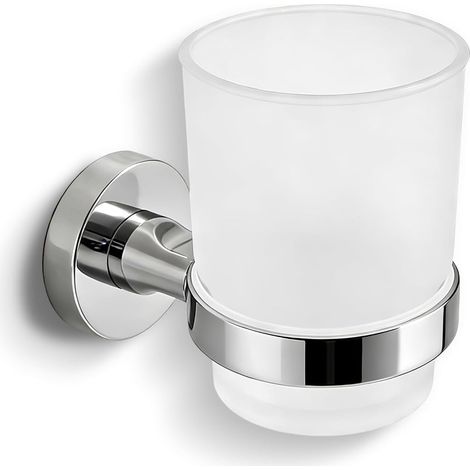 Zahnbürstenhalter, Edelstahl, Milchglas, Wandmontage, zum Kleben oder Anschrauben, Badezimmer (1/5)