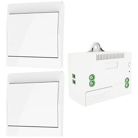 Interrupteur d'éclairage auto-générant sans fil, interrupteur à radiofréquence et récepteur de relais, contrôleur avec fusible, interrupteur cinétique sans batterie (Kit 2 voies 1 clé) (1/5)