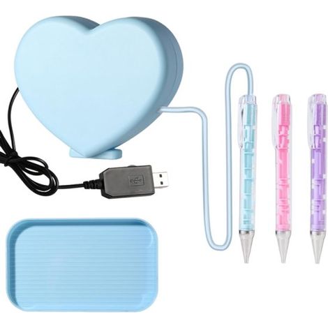 Stylo à peinture diamant sous vide. Comprend 2 stylos et un plateau de rangement. Sans cire. Stylos électriques sans fil et silencieux. Cade，Bleu (1/5)