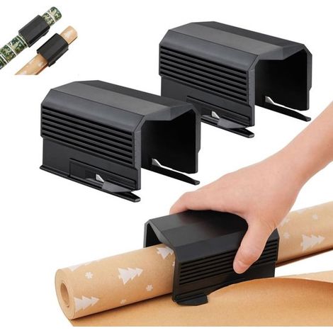 Lot de 2 - Coupe-papier cadeau - Coupe-rouleaux de papier cadeau de Noël - Outil de découpe coulissant - Fournitures pour découper le papier cadeau de Noël - Convient pour le bricolage, les cadeaux d' (1/5)