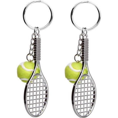Porte-clés raquette de tennis en métal avec balle de tennis (2 pièces) (1/5)