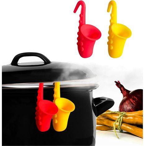 BRAVIX Repose Cuillère en Silicone,2PCS Porte-Cuillère de Cuisine en Silicone Porte Cuillère Silicone Pose Ustensile Silicone Spoon Rest pour Ranger Les Ustensiles de Cuisine (1/4)