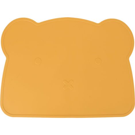 Set de table en silicone épais, isolant thermique, antidérapant, souple et élastique, motif ours en silicone jaune, idéal pour la maison, l'hôtel et le restaurant. (1/5)