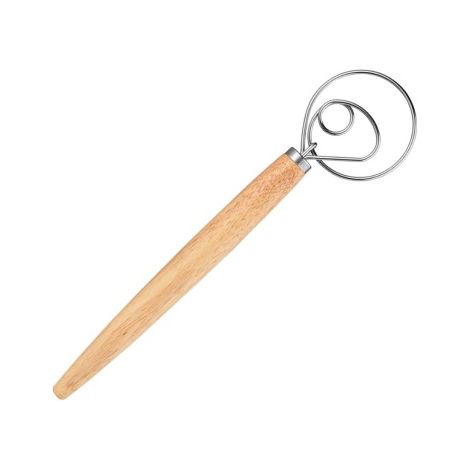Fouet à pâte à pain de 13 ", fouet à pâte danois de qualité professionnelle, mélangeur, batteur à oeufs, manche en bois--monoculaire