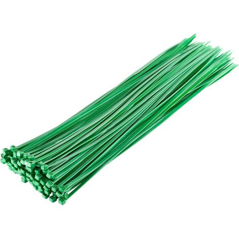 Lot de 50 Collier de serrage plastique 3,6 x 250 mm, serre cable plastique, Bride de câble en plastique autobloquante nylon, ver (1/5)