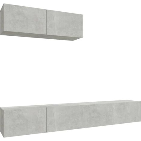 Conjunto de muebles mueble buffet TV televisión salón dormitorio salón 3 piezas madera contrachapada gris 020024505