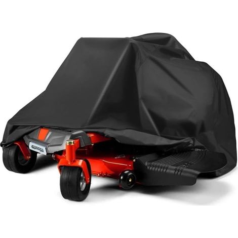 Housse de tondeuse à gazon imperméable et robuste en tissu Oxford 600D résistant aux UV pour tondeuses à zéro virage, rangement extérieur de jardin, 210 x 117 x 140 cm (noir, 600D) (1/5)