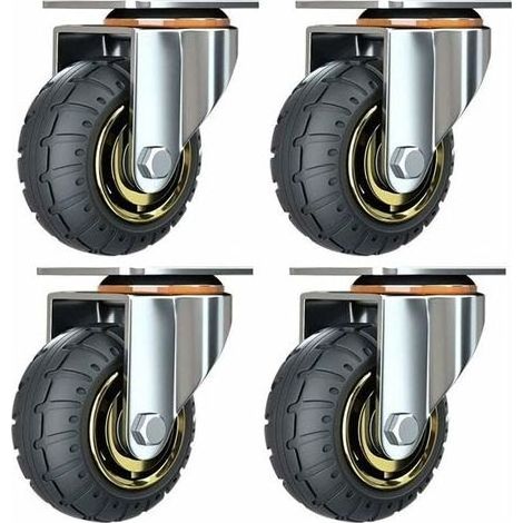 Kit de 4 roues universelles de 3 pouces sans freins Roues de chariot silencieux Roues universelles oulettes Pivotantes 75mm Roues Plaques Industrielles Transport Roulettes pour meubles (1/5)