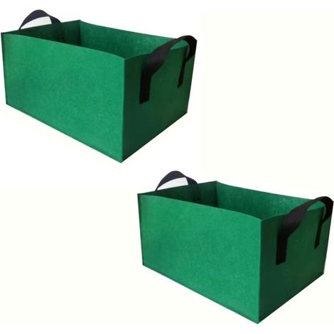 Lot de 2 Sacs de Culture en Tissu Non tissé épais – Pots de Fleurs rectangulaires avec poignées for légumes, Fruits et Fleurs(Green 2,40x30x20cm) (1/4)