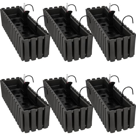 Maceta Balcón Caja para Barandilla Terraza Flores Gris 60cm 6 PCS