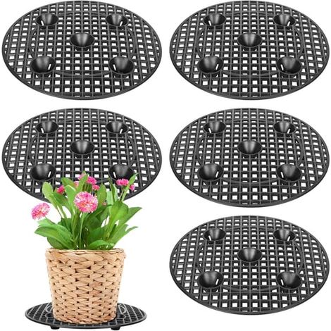 Ecleanfy - Lot de 6 supports pour grands pots de 30 cm (12 pouces) - Protection de sol pour terrasse et patio - Pots de hauteur adaptés aux fleurs d'intérieur et d'extérieur (1/5)