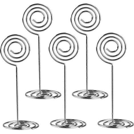 Lot de 12 supports pour photos, porte-numéros de table et pinces pour menus papier pour mariage (argenté)-Silver