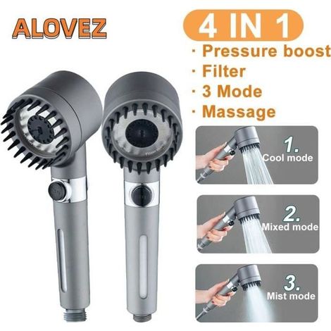 ALOVEZ Pommeau de Douche Haute pression Douchette Économique douche salle de bain Anti calcaire 3 Modes One-Key Stop (1/4)