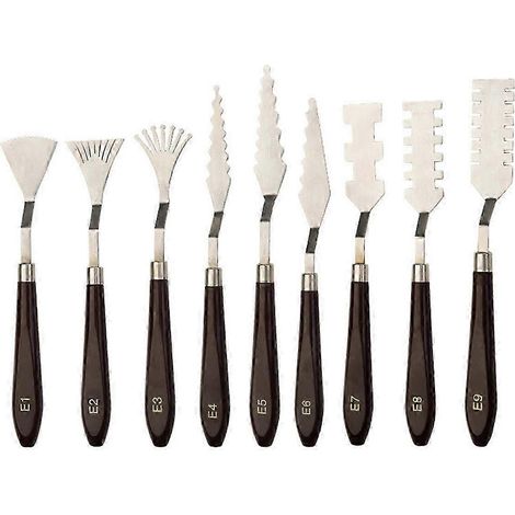 9-teiliges professionelles Edelstahl-Palettenschaber-Set, Spachtel, Palettenmesser, Farbmischschaber (1/5)
