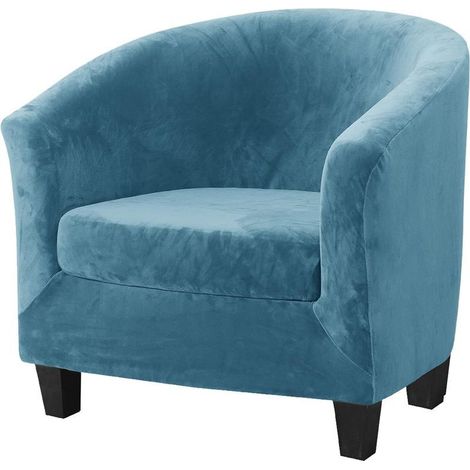 Housses De Chaise De Baignoire 2 Pièces, Housse De Fauteuil En Velours Extensible 2 En 1 Avec Housse De Coussin, Housses De Canapé Antidérapantes Pour Chaises Baquets De Club (Bleu Paon, Velours) (1/2)