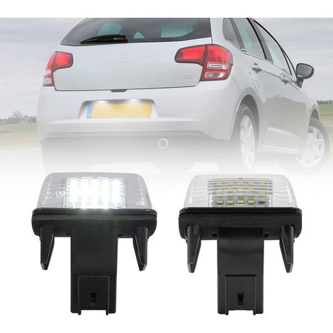 feu de plaque d'immatriculation led citroën c3 c4 c5 berlingo 2 pièces blanc froid étanche plug-and-play