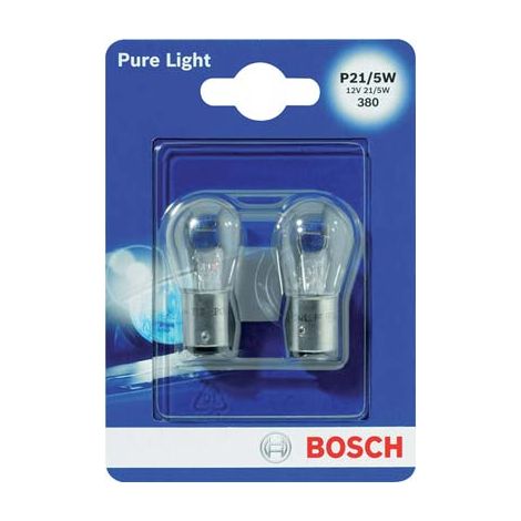 LAMPADA AUTO POSTERIORI PURE LIGHT P21 016 BOSCH - INCANDESCENZA VOLT 12 WATT  5 CF=PZ 2- 4 confezioni