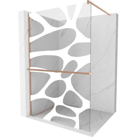 Mexen Kioto+ mampara de ducha con estante Walk-in 70 x 200 cm, ola blanca, cobre cepillado - 800-070-121-65-97 (1/5)