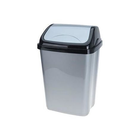 PAPELERA 16 TAPA BASCULANTE NEGRA GRIS
