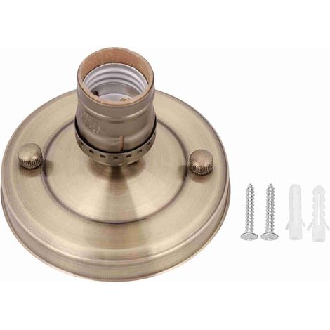 Douille de Lampe E26 E27, Support de Base de Plafonnier/Mur Industriel Vintage Suspendue à Vis pour Cuisine, Petite Base de Lampe de Table de Ferme (Antique Brass Color) (1/5)