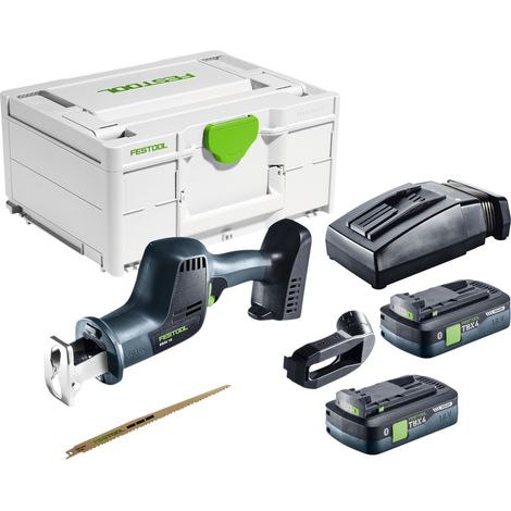 Sierra de sable a batería Festool ERSC 18 EB-Basic de 18 V y 210 mm + 2 baterías de 4,0 Ah + cargador + Systainer (1/5)