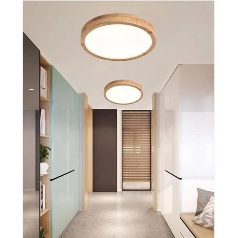 kawoo Lot de 2 LED Plafonnier Moderne,Lamppe Plafonnier Intérieur Rond en Bois Lumière Naturelle 4500K Ø30CM pour Salon Chambre (1/4)