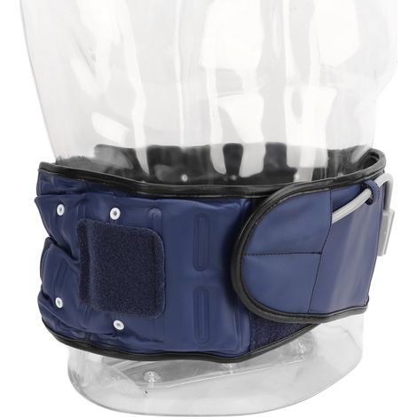 Ceinture de traction lombaire gonflable, légère et réglable, pour décompression du bas du dos, bleue. (1/5)