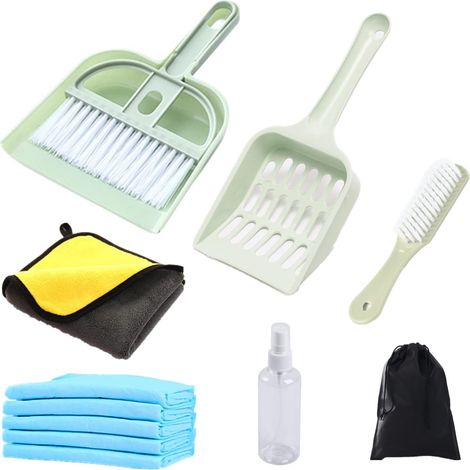 Small Animal Cage Cleaning Set Mini Dustpan Broom for Guinea Pig Rabbit Cleaning Brush Dust Shovel Microfibre Cleaning Cloth for Cage (1/5)