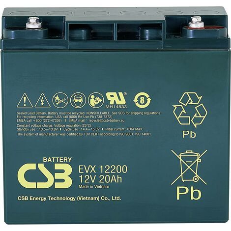 CSB Battery EVX 12200 EVX12200 Batterie au plomb 12 V 20 Ah plomb (AGM) (l x H x P) 181 x 167 x 76 mm raccord à vis M5 résistant aux cycles de charg X843231 (1/4)
