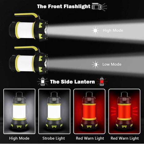 Lampe de camping LED, lanterne de camping rechargeable par USB à intensité variable IP68 étanche multifonction lampe de poche de camping portable à aimant suspendu pour camping-car, sous-sol, panne (1/4)