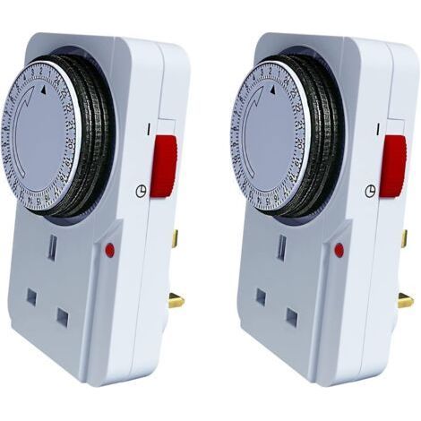 24 Hour Programmable Mechanical Timing Switch for Lamp, Router Christmas Light, 2 Pack Coffee (1/5)