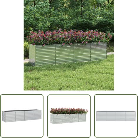 The Living Store Garten-Hochbeet 320x80x77 cm Verzinkter Stahl Silber - Gartengefäße - Hochbeet - Pflanzkübel - Stahltanks - Gartenmöbel (1/5)