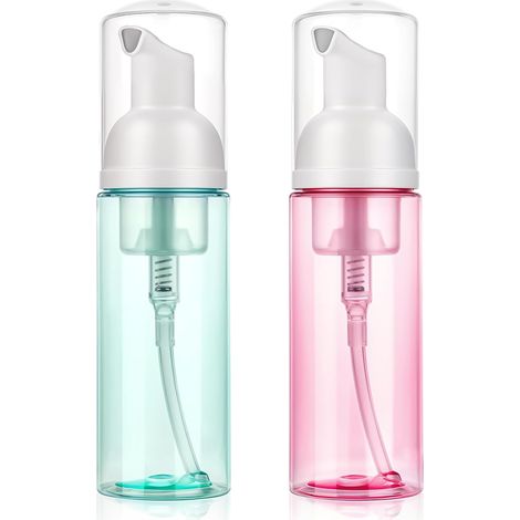 2 distributeurs moussants vides 60 ml (2 oz), plastique transparent, rechargeables pour voyage, visage, cils ou mains (1/5)