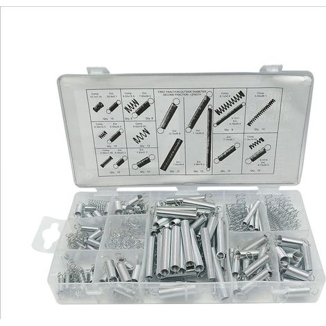 Ressort de Compression et Rallonge, Assortiment en Acier en Métal de Traction, Tension Pression et Goupilles Ressorts avec Boîte de Rangement - 200 Pcs (1/5)