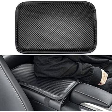 CSPARKV Coussin d'Accoudoir Voiture Universel Housse en Fibre de Cuir pour Console Centrale de Voiture Accessoires de Protection IntéRieure pour la Plupart des Voitures Suv Et Camions (Noir)