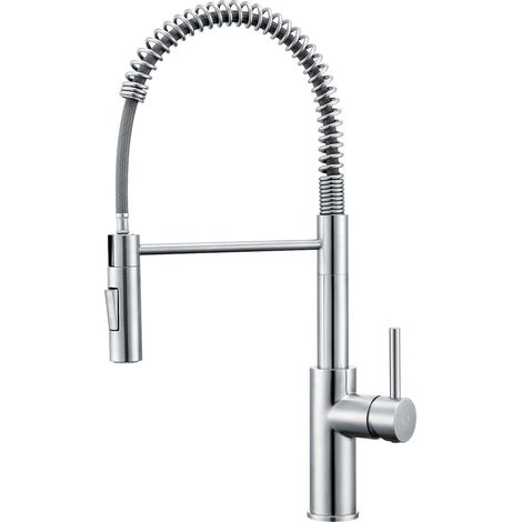 Küchenarmatur aus Edelstahl Gebürstete farbige Federmischbatterie Um 360 Grad drehbarer Spültischhahn Kommt mit 2 Wasserauslassmethoden (1/5)