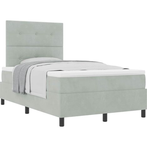Maison Exclusive - Lit à ressorts avec tête de lit Gris clair 120 x 190 cm Velours (1/5)