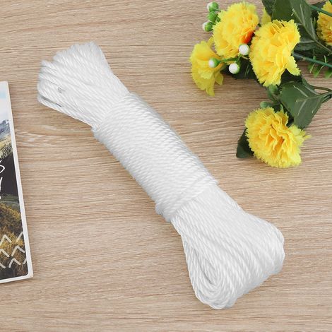 20 m lange Nylon-Wäscheleine zum Trocknen von Wäsche im Freien, beim Camping, im Garten, strapazierfähig, weiße Wäscheleine (1/5)