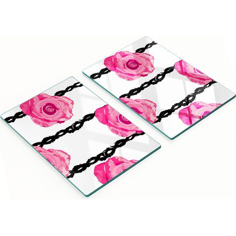 Tablas decorativas multifuncionales de cocina con rosas de vidrio templado, 2x40x52 cm. (1/5)